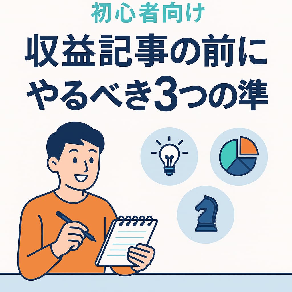 ブログ初心者が収益記事を書く前に準備すべきポイントを解説したイメージ画像